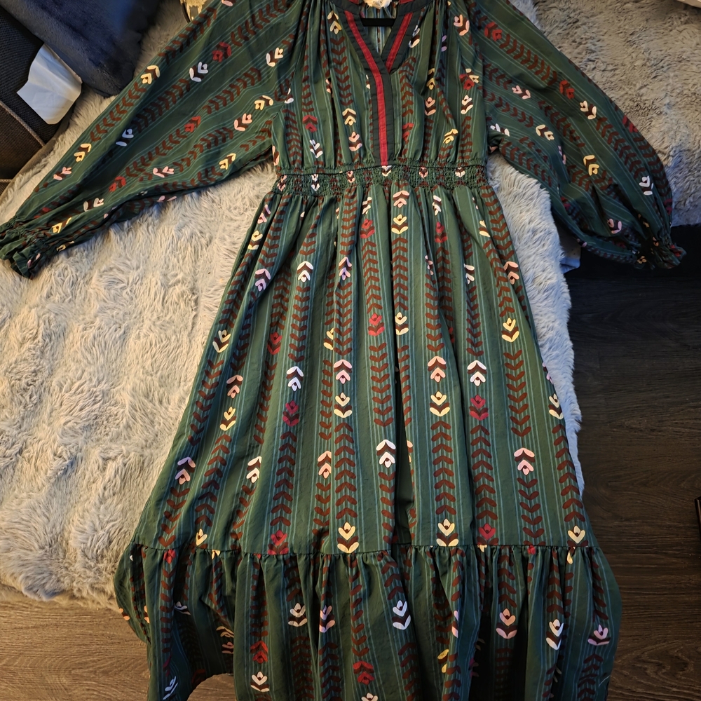 Umgee Green Floral-Print Maxi Dress with Multicolor Accents